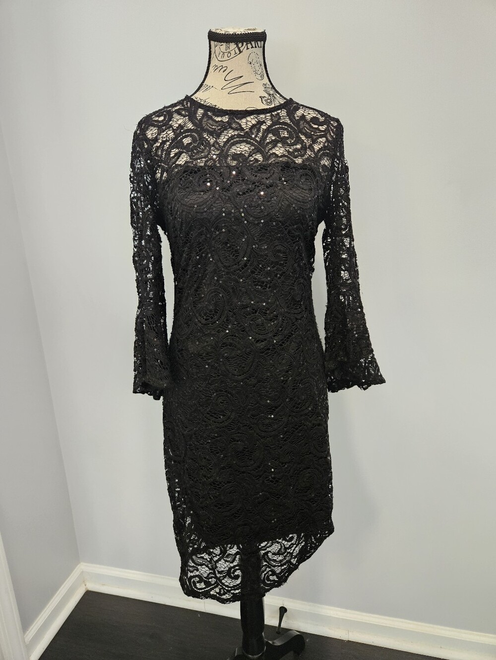 Black Lace Sheath Dress - Elegant Evening Dress Marina Size 6